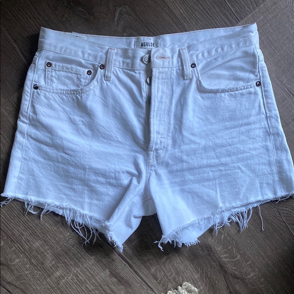 AGOLDE Women's White Denim Shorts